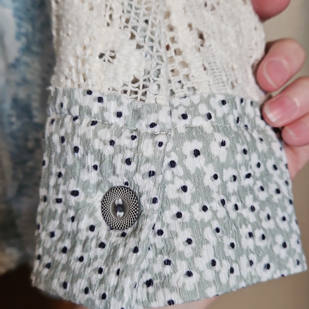 POL Crochet Patchwork Oversized Boho Button-Front… - image 5